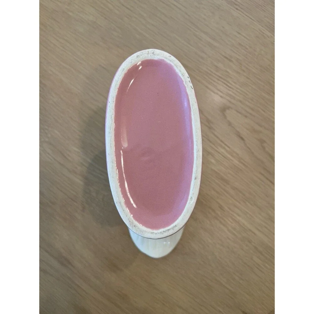 Vintage Light Pink Double Cornucopia - 5-1/2" Tall - Gloss Finish - Picture 6 of 8